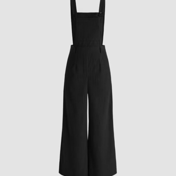 CIDER | NWT Black Wide Leg Corduroy Adjustable Button Straps Overalls Jumpsuit S - Picture 1 of 14